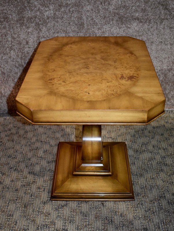 Vintage Weiman Mid Century Neo-Classic Style Table w/Inlaid Burl Top gallery