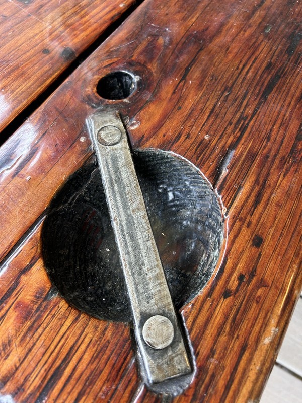 Antique Hatch Cover Coffee Table from WWII Liberty Ship - removable casters gallery