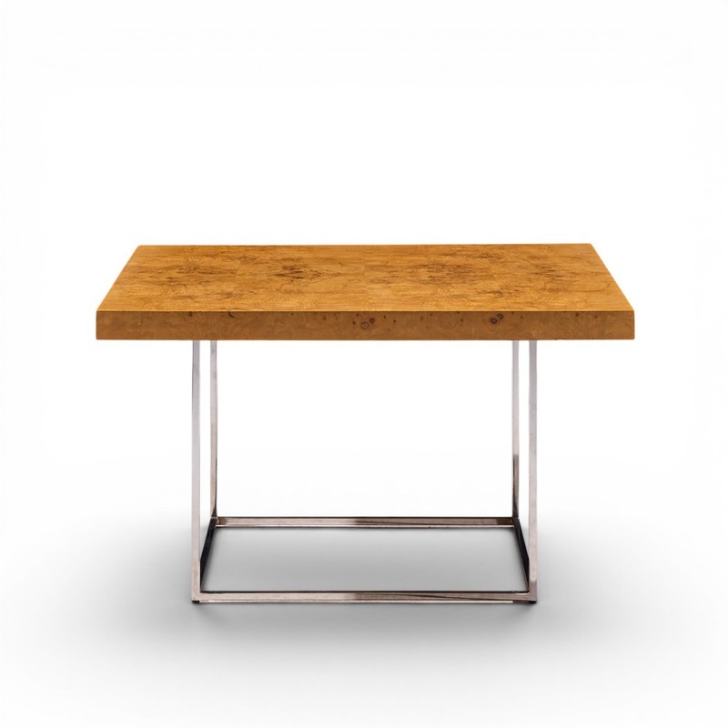 Milo Baughman for Thayer Coggin Style Burlwood and Chrome Side Tables - Pair gallery