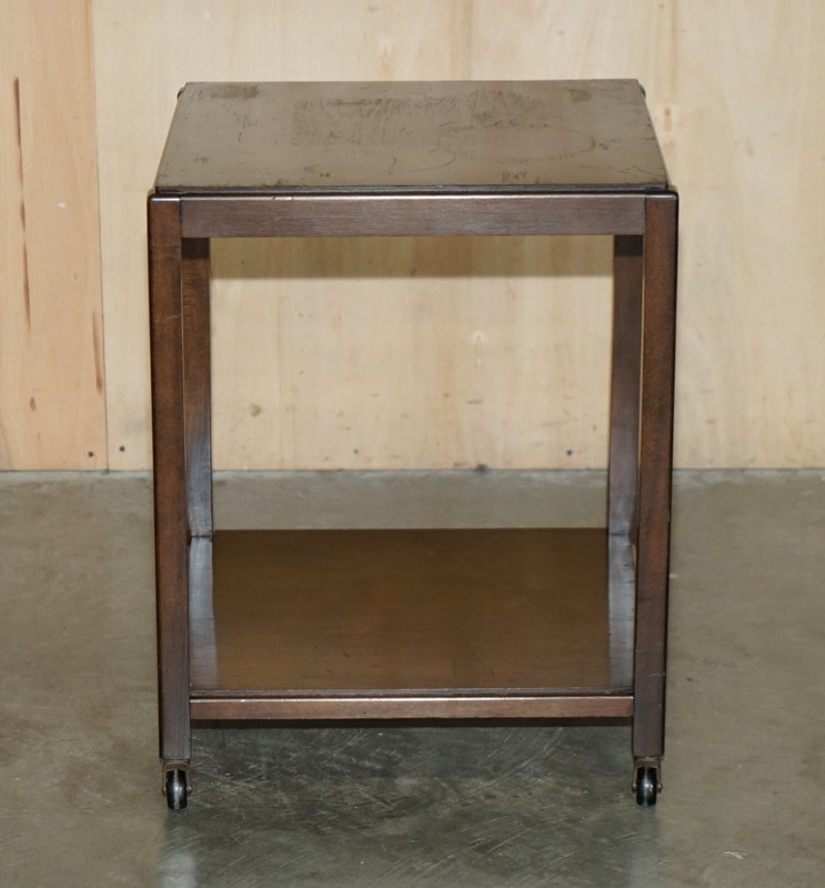 EX MOD CIRCA 1950 MID CENTURY MODERN ENGLISH BEECH SIDE END LAMP WINE TABLE gallery