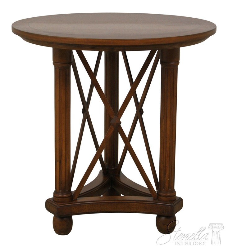 56062EC: Round Neoclassical Walnut Lamp Table