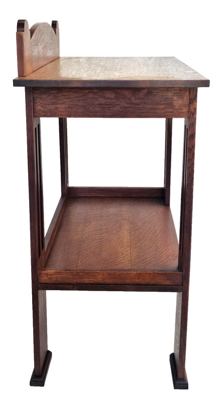 Antique Arts & Crafts Tiger Oak Console Table Attributed to Liberty & Co 1900s gallery