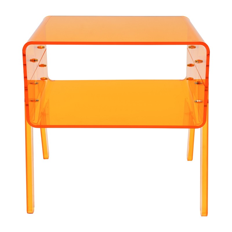 Acrylic Side Table, Orange 2-Tier End Table with Open Storage for Small Spaces gallery