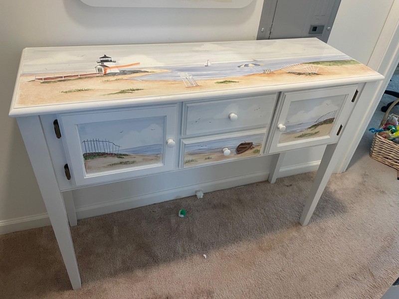 Olde English Woods NH – hand painted furniture – butcher block table