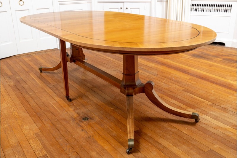 Double Pedestal Biedermeier Extension Dining Table