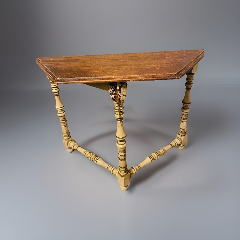 Vintage Demilune Half Moon Console Entry Table Turned Spindle Legs Federal K46