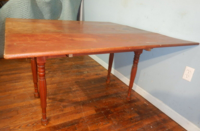Original Red paint Maple Drop Leaf Dining Table Early 19th century gallery