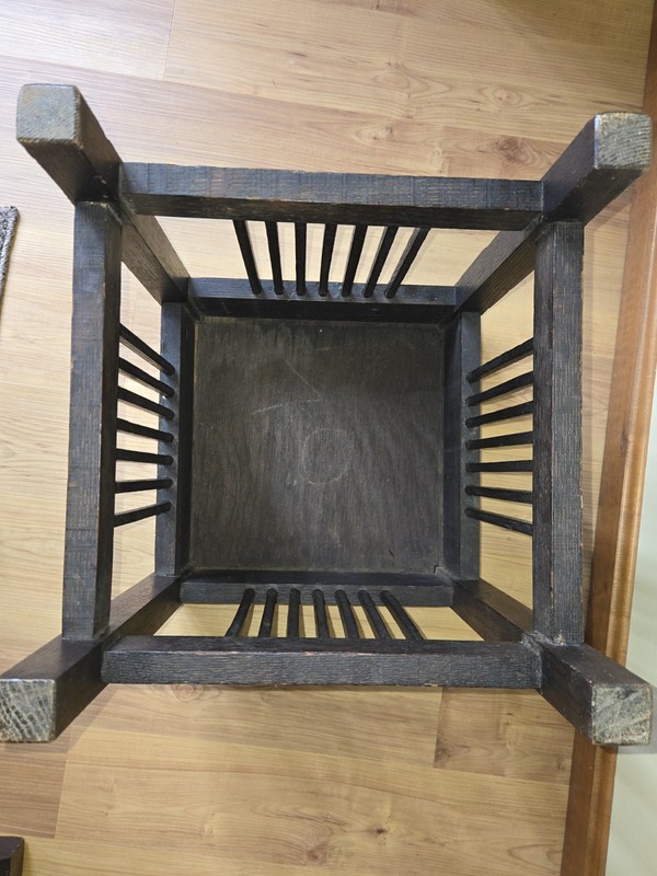 Antique Arts & Crafts / Mission Oak Stand, Side Table, plant, lamp Vtg original gallery