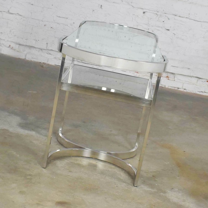 Mid-Century Modern Polished Chrome Oval Sofa or Console Table gallery