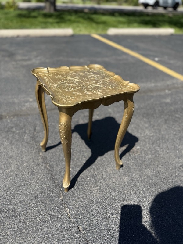 Vintage Italian Florentine Side Table Gold Baroque MCM 12" X 12"X 17”