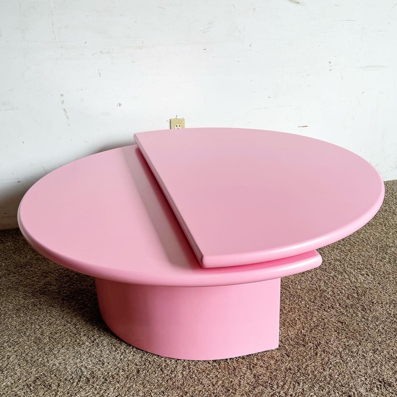 Postmodern Pink Hemi Circular Swivel Top Coffee Table