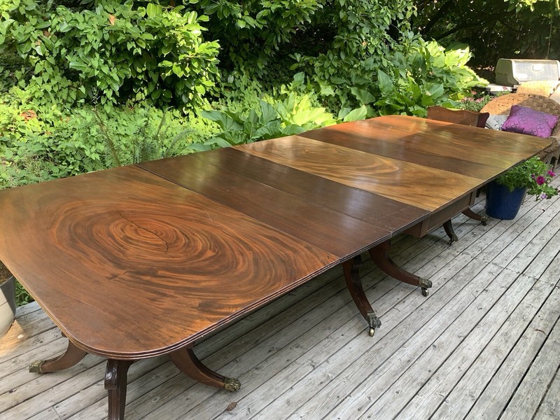 Regency Dining Table 1800’s Three Pedestals