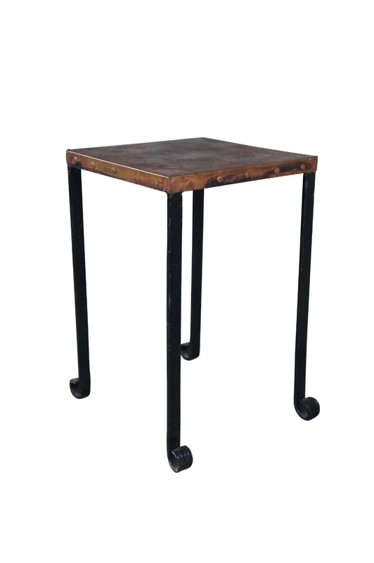 Mid Century Copper & Iron Modern Side Table Plant Sculpture Stand gallery