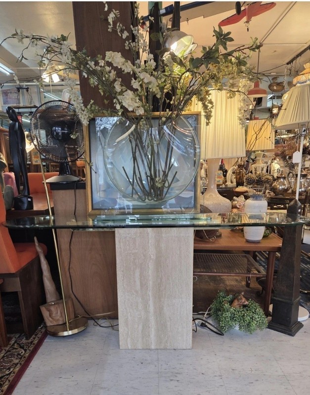 italian travertine marble side table