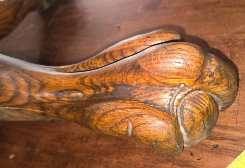 Antique Salvage Clawfoot Table Base Early 19C Tiger Oak Stand Pedestal 1880-1920 gallery