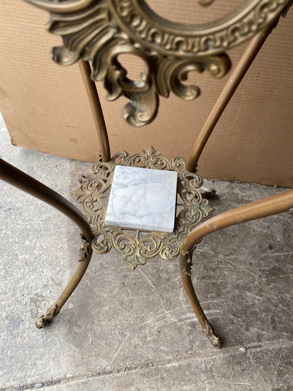 VICTORIAN BRASS AND MARBLE STAND TABLE gallery