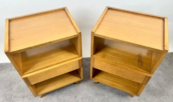 Mid-Century Modern R-Way Birdseye Maple Nightstand or End Table , a Pair gallery