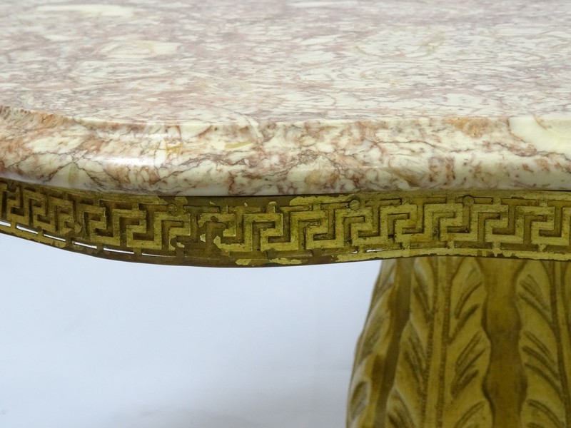 STYLISH MID CENTURY HOLLYWOOD REGENCY BILLY HAINES ERA MARBLE TOP COFFEE TABLE gallery