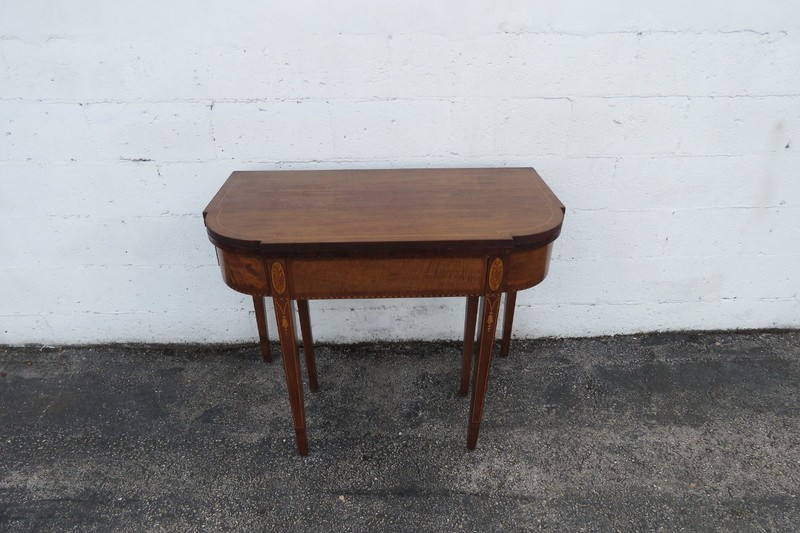 Mahogany Inlay Console Card Dinette Dining Extension Table 6082 gallery