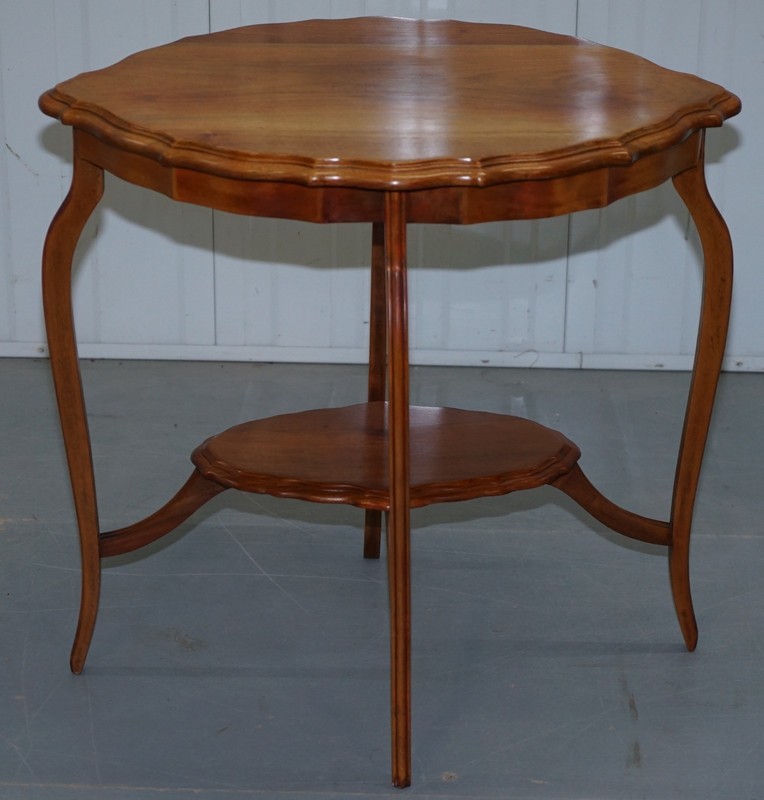 LOVELY DECORATIVE SATINWOOD OCCASIONAL CENTRE TABLE SCALLOPED EDGE ORNATE LEGS gallery