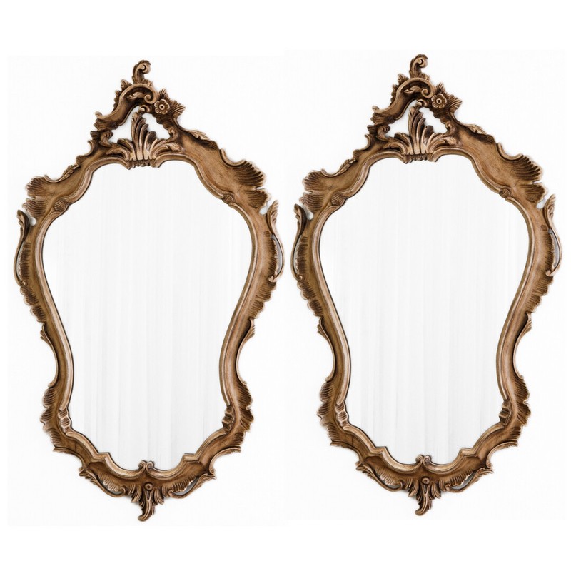 Pair of Italian Rococo Style Carved Wall Mirrors