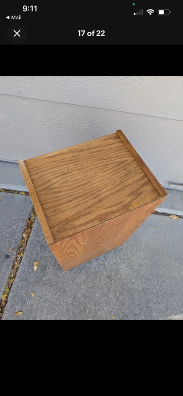 Vintage Rustic Country Farmhouse Oak Wood End Table Nightstand with Shelf H35 gallery