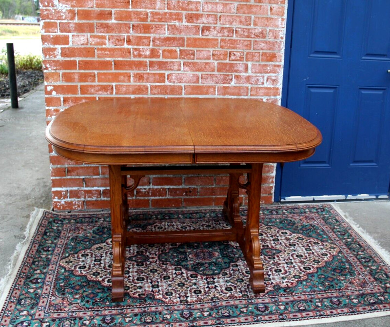 French Antique Oak Art Nouveau Kitchen Table Circa 1895 gallery
