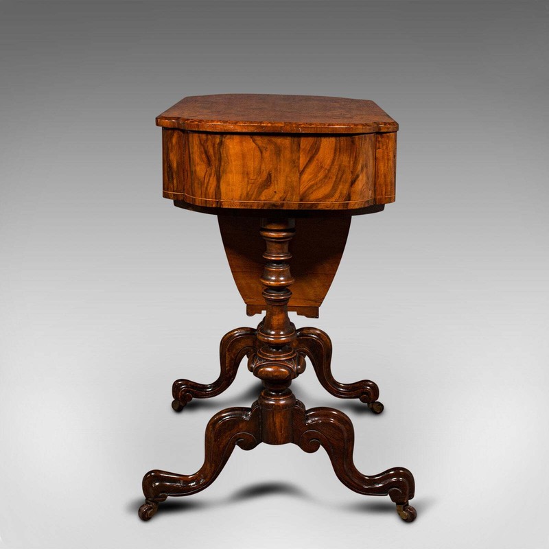 Antique Ladies Work Table, English, Walnut, Writing, Waring & Gillow, Victorian gallery
