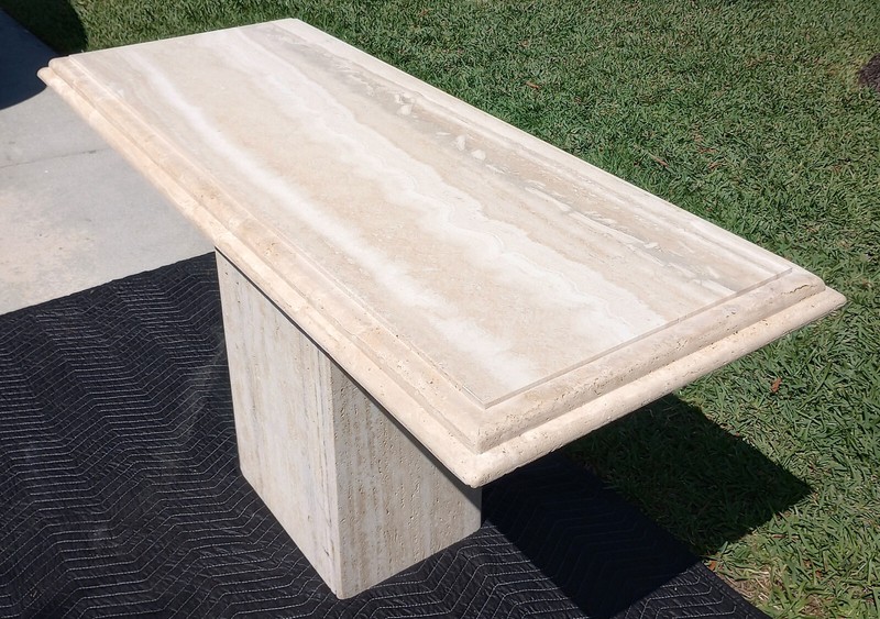 Vintage Mid Century Stone International Italy Travertine Stone Console Table gallery