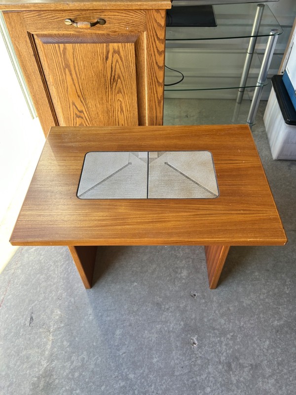 Scandinavian Modern Teak Rectangular Side End Table Tile Insert by Gangso Mobler gallery