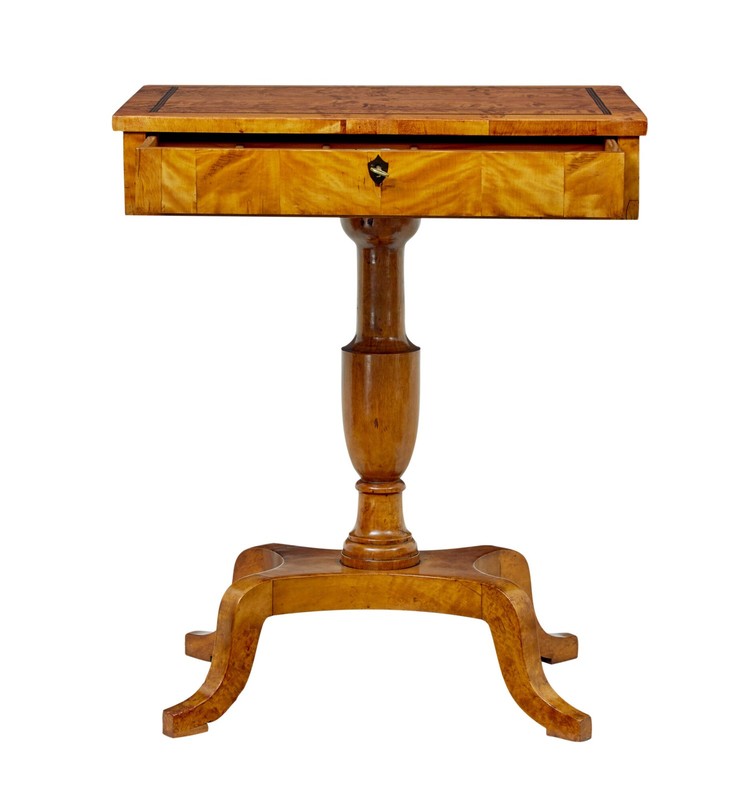 SWEDISH 19TH CENTURY INLAID EMPIRE REVIVAL BIRCH SIDE TABLE gallery