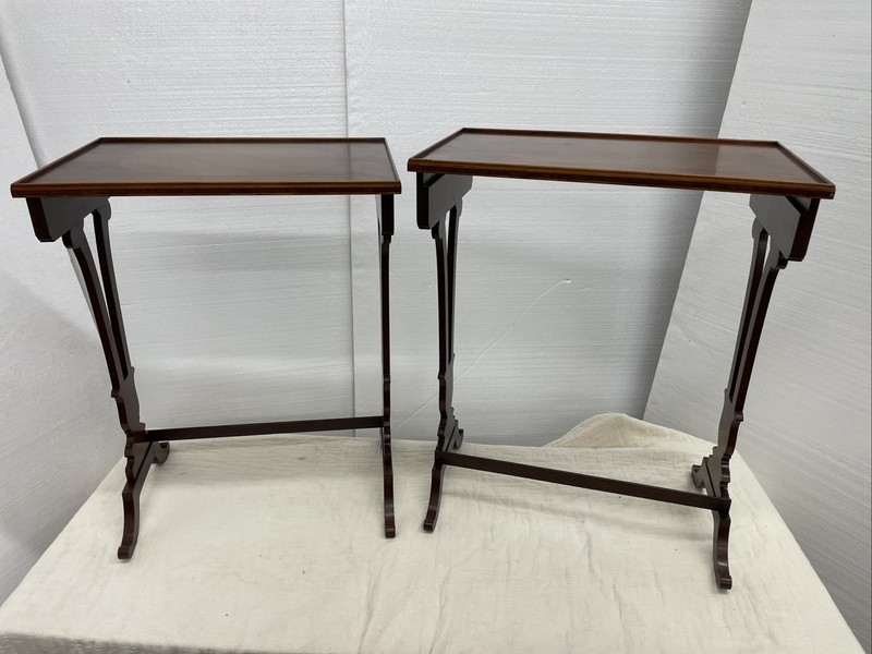 Mahogany REGENCY Style Inlaid Set of 2 NESTING TABLES gallery