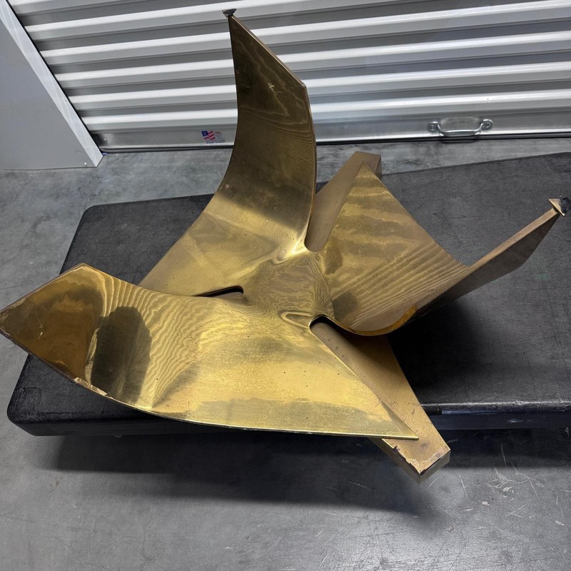 Vintage 1970s–1980s Coffee Table with Sculptural Brass/Bronze Base High-Quality gallery