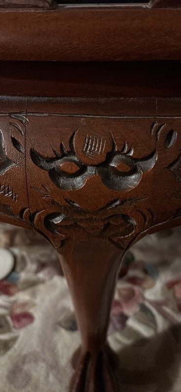 Antique oriental Chinese tea table-rose wood gallery