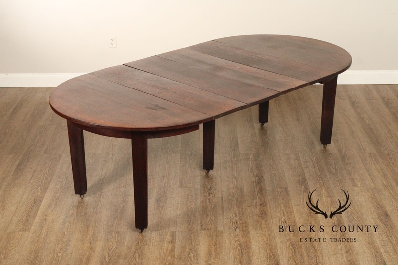 Gustav Stickley Antique Mission Oak Expandable Round Top Dining Table gallery