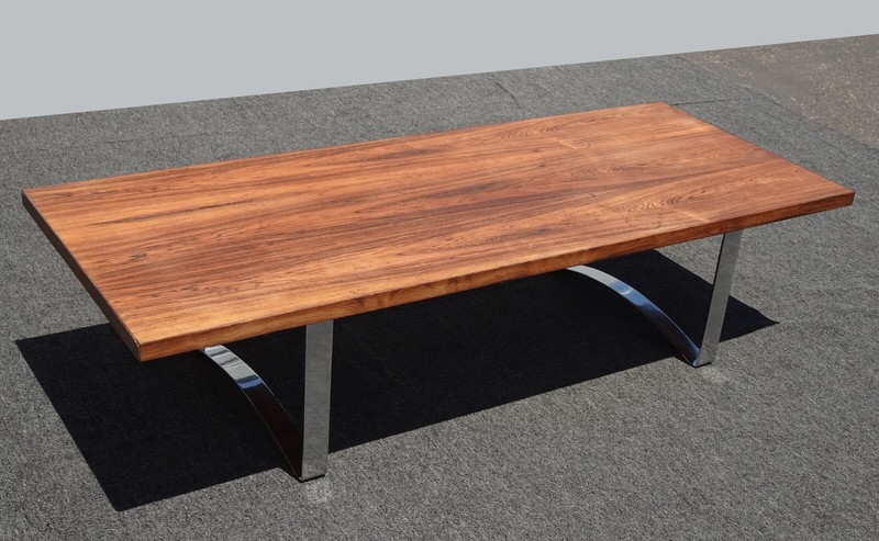 Vintage Mid Century Modern Teak Cocktail Coffee Table with a Chrome Base gallery