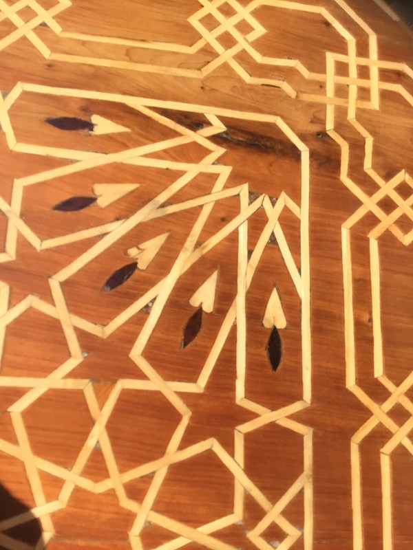 Unique Moorish Style Cedar side table with Intricate Inlay gallery