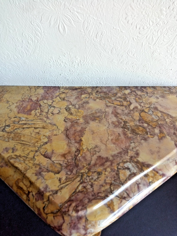 BEAUTIFUL WALL CONSOLE TABLE WITH PYRENNEAN GRIOTTE MARBLE TOP CIRCA 1940 gallery