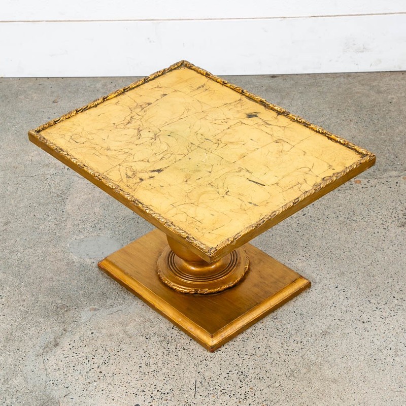 Mid Century Modern Side Table End Rectangular Hollywood Regency Gold 1970s 70s