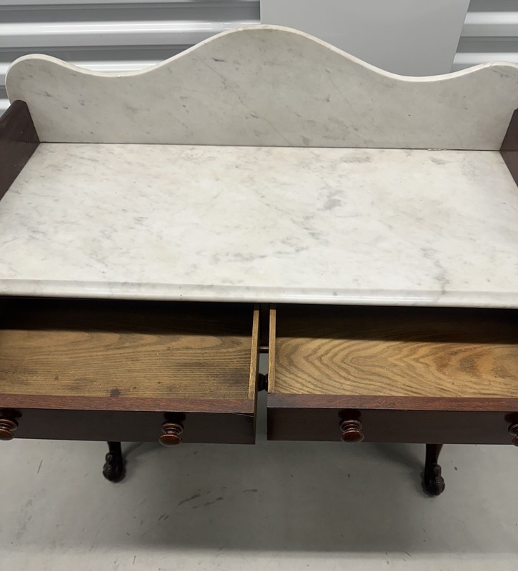 Antique Victorian Marble Top Washstand Console Accent Table 42.5" gallery
