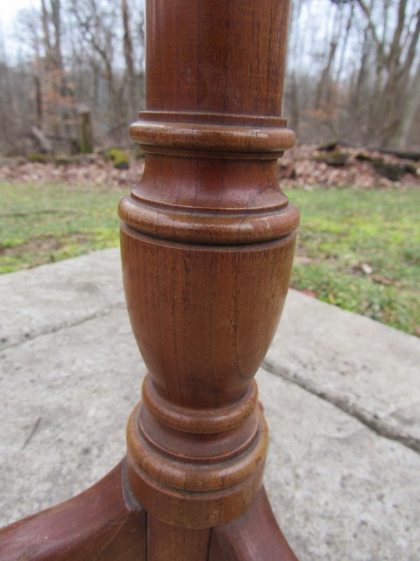 Antique pedestal side stand SOLID WALNUT round table old ESTATE SALE leather gallery