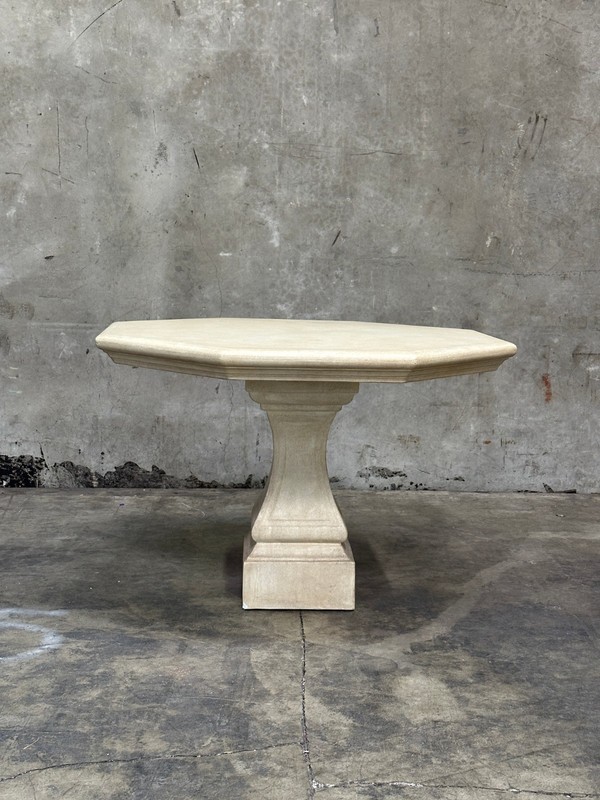 Michael Taylor Designs Cast Stone Console Table, Limestone Pedestal, 42in W