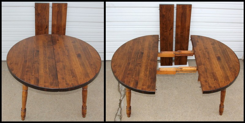 Vintage 44" Round Maple Dining Table w 2 Leaves-62" Wabash Slides 2" THICK TOP! gallery
