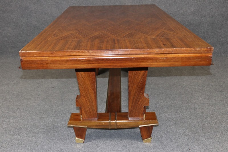 French Art Deco Bronze Mounted Dining Table Attributed to Jules Leleu gallery