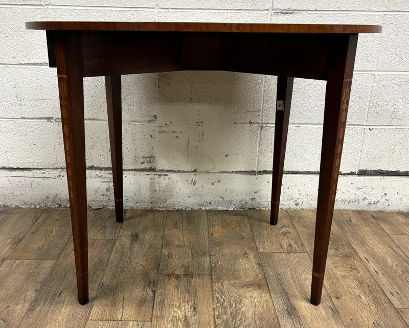 Antique Federal Hepplewhite Style Inlaid Demilune Flip Top Game Table Card Table gallery