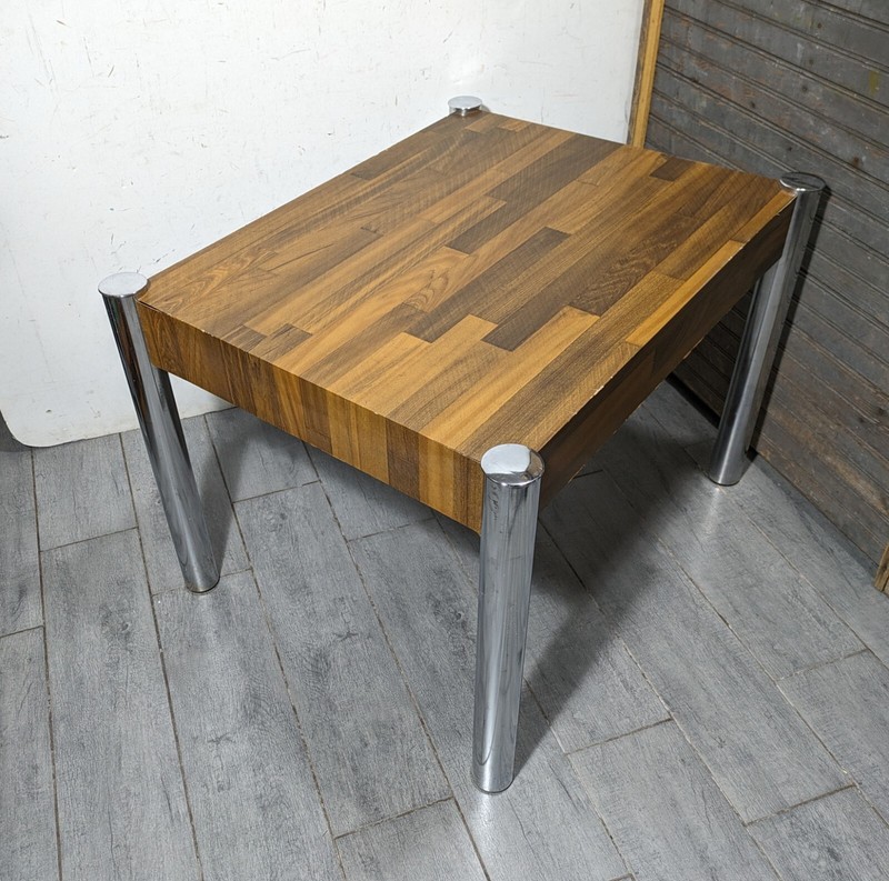Vintage Mid Century Modern Chrome Legs End Table Milo Baughman Style M23