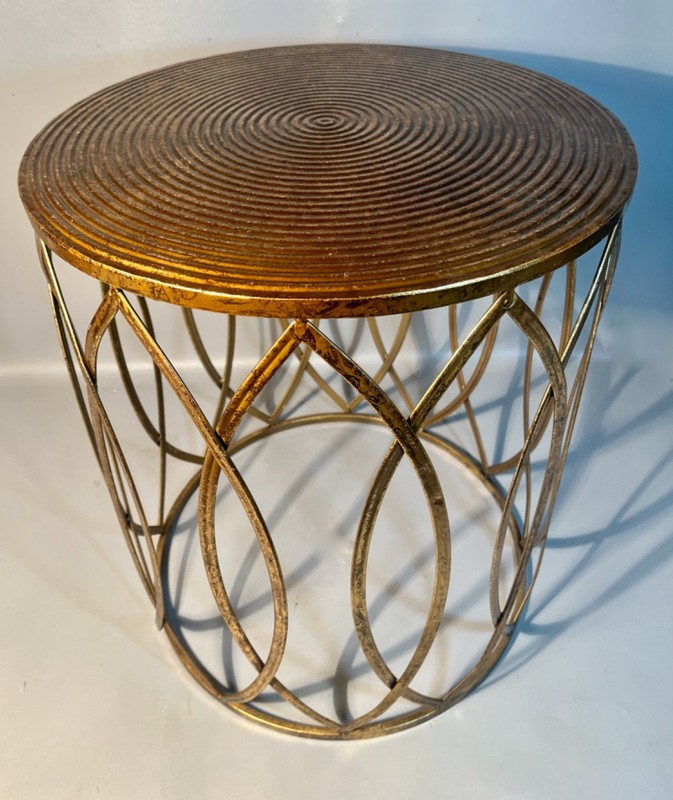 Metal Accent Table Gold Finished Concentric Circles Oval Arches Elk Home Sutton