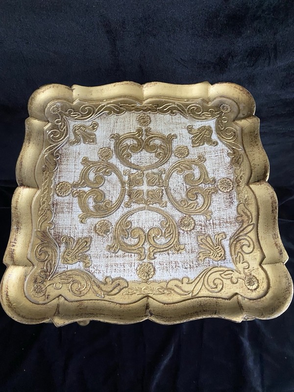 Vintage Italian Florentine Nesting Tables Set of 2 Gold Hollywood Regency Resin gallery
