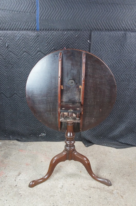 Antique George III Period Solid Mahogany Round Tilt Top Birdcage Tea Table 30" gallery