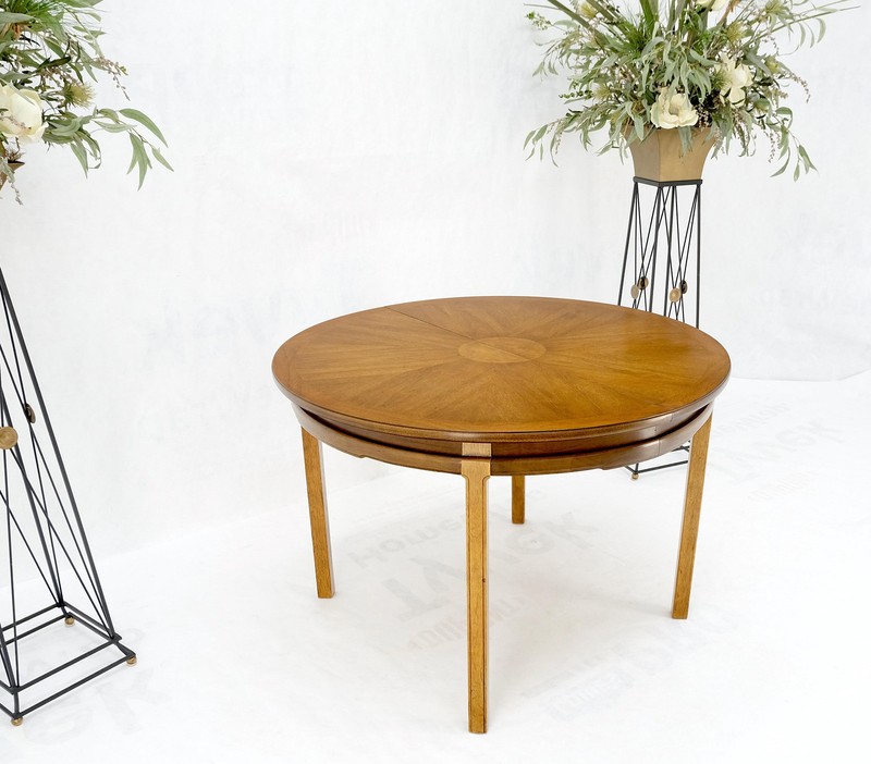 Round Sunburst Pattern Mid-Century Modern Dining Table with Two Leaves Mint gallery